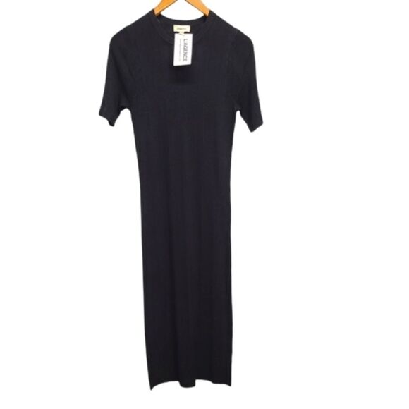 L'agence Black Maxi Ribbed Bodycon Dress Size Small - Picture 1 of 5